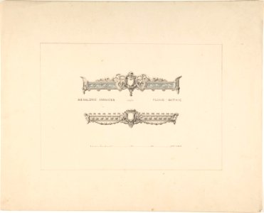 Designs for Two Heraldic Cornices, Florid Gothic Style MET DP805861