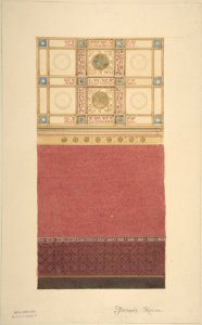 Design for Wall Elevation with Diapered Wainscoting and a Coffered Ceiling MET DP801062