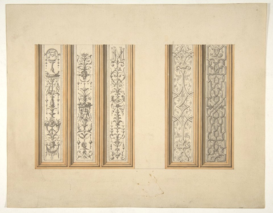 Designs for the painted decoration of framed panels, possibly for the Chateau de Mouchy (Oise) MET DP811326