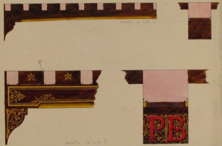 Designs for the painted decoration of ceiling timbers monogrammed "PB" MET 67.827.207