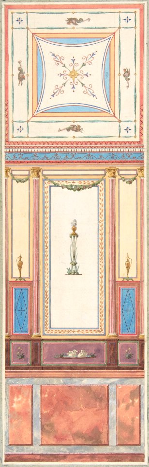 Design for Wall Paneling and Ceiling in Pompeiian Style, Château de Deepdene MET DP806949