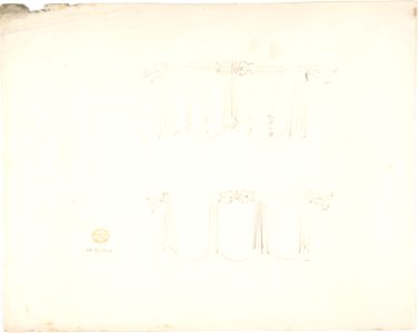 Design for Two Fringed Curtains Handing from Rods (Verso- Sketches) MET DP807412