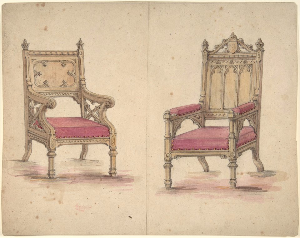 Designs for Two Gothic Style Chairs MET DP806502