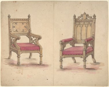 Designs for Two Gothic Style Chairs MET DP806502