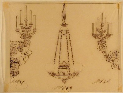 Designs for Two Sconces and a Chandelier MET 66.631.67