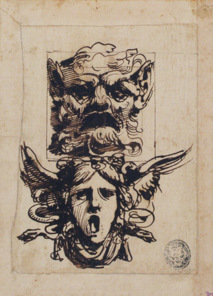 Design for Two Masks Shaped as Satyr and a Winged Medusa Head MET 52.570.313