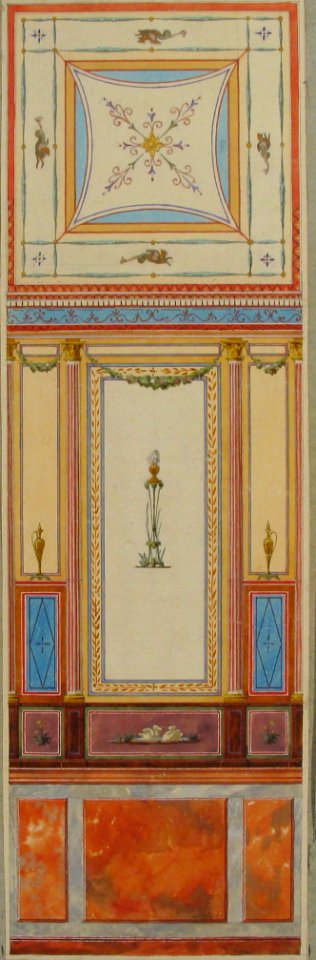 Design for Wall Paneling and Ceiling in Pompeiian Style, Château de Deepdene MET 67.827.12