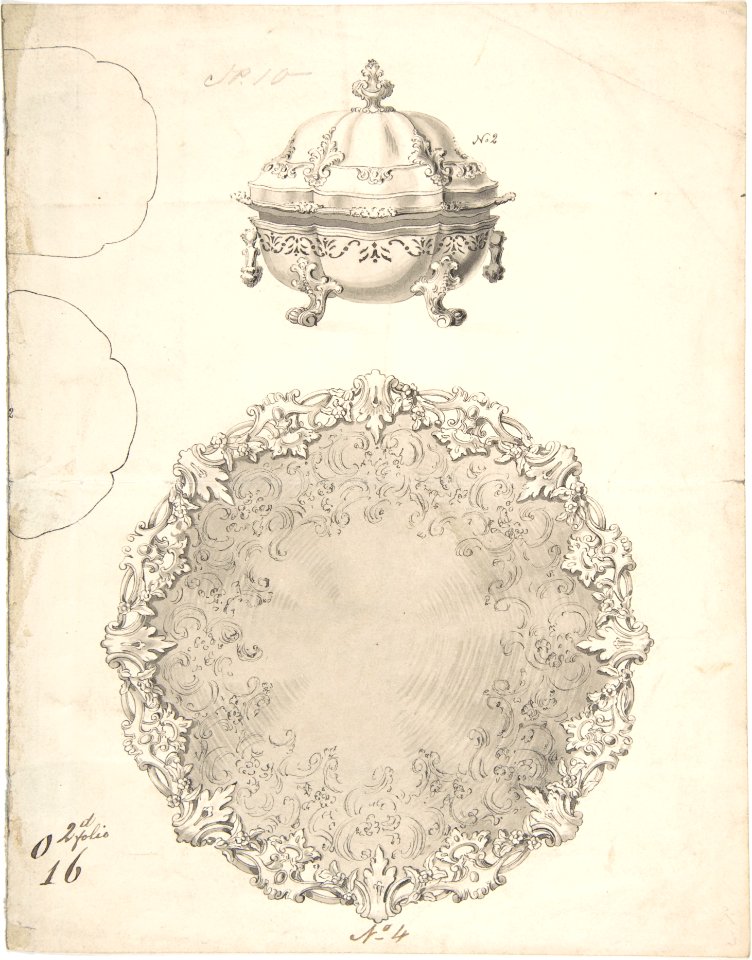 Designs for Two Silver Serving Dishes and Trays MET DP809003