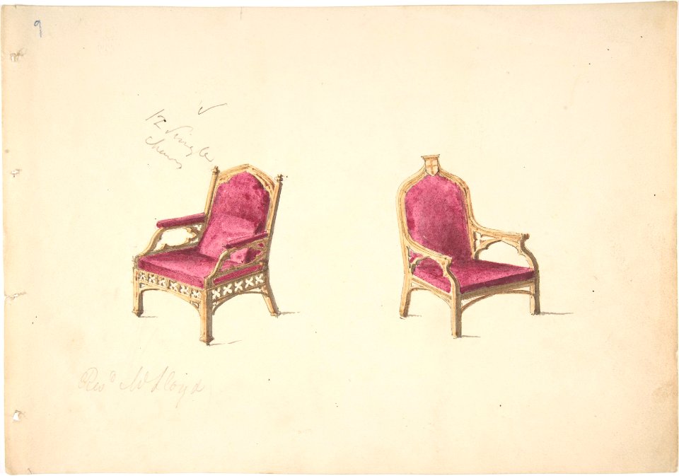 Design for Two Medieval Style Armchairs for "Rev. W. Lloyd" MET DP807153