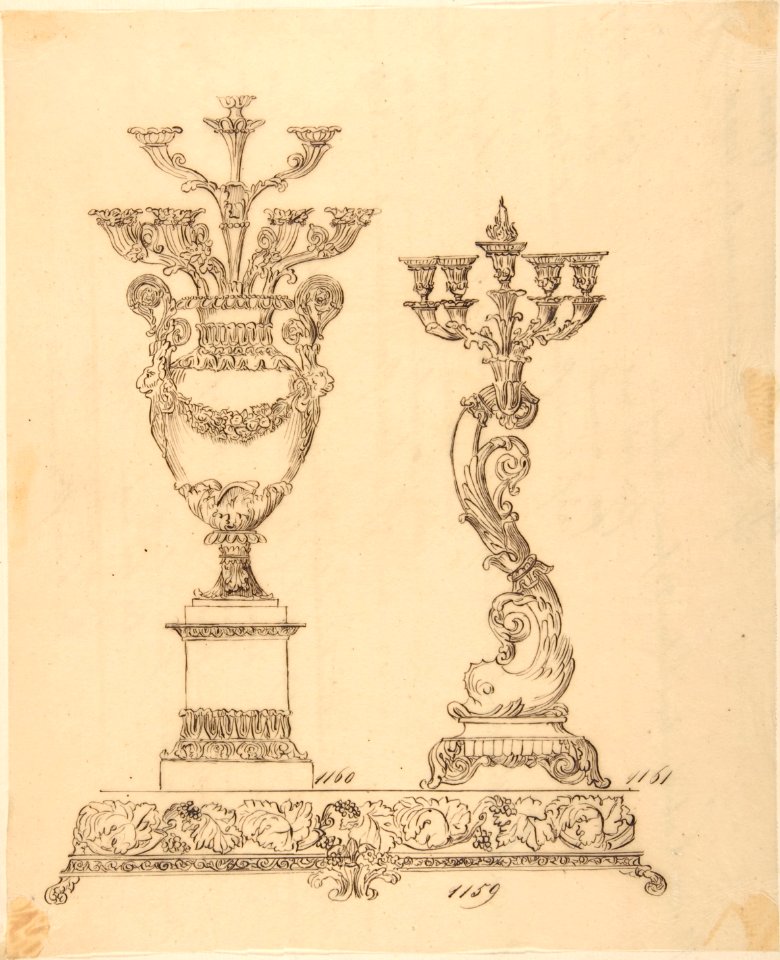 Designs for Two Candelabras and a Pedestal MET DP809271