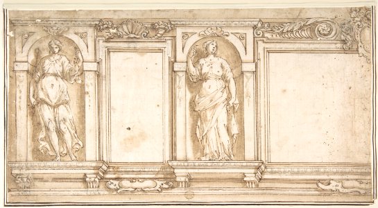 Design for Wall Decoration with Two Female Figures MET DP809178