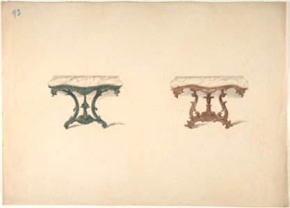 Design for Two Marble Topped Tables with Carved Legs MET DP807009