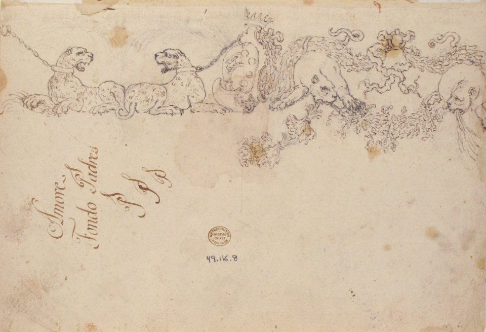 Designs for Ornamental Motifs with Figures, Real and Imaginary Animals, and Coats of Arms of the Medici Grand Dukes MET 49.116.8 VERSO