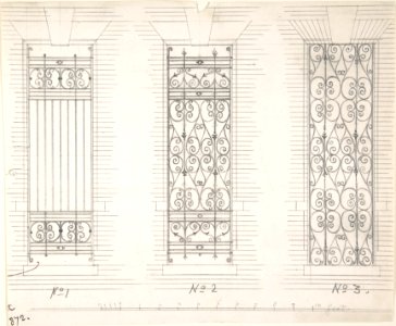 Design for Three Wrought Iron Window Guards MET DP806666