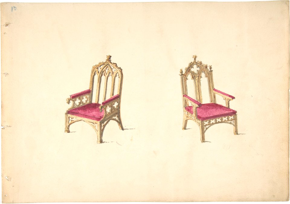 Design for Two Gothic Style Armchairs MET DP807155