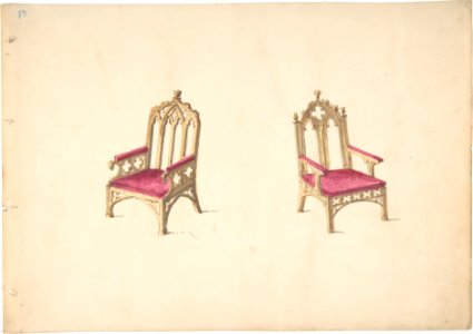 Design for Two Gothic Style Armchairs MET DP807155