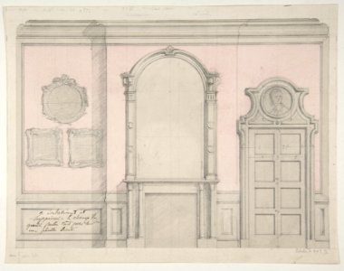 Design for treatment of a chimney-piece and adjacent door MET DP811383