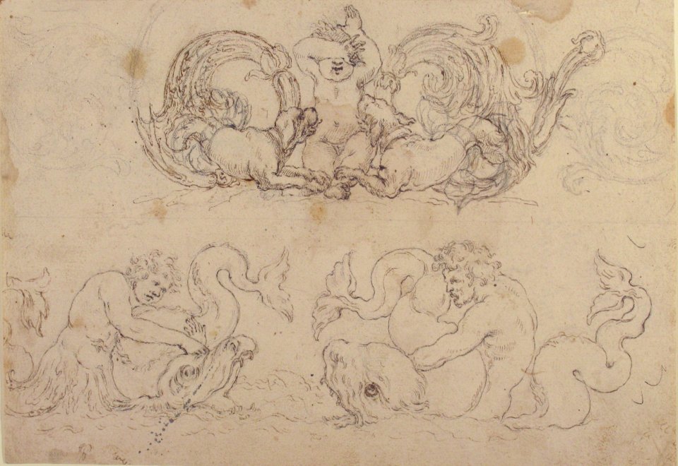 Designs for Ornamental Motifs with Figures, Real and Imaginary Animals, and Coats of Arms of the Medici Grand Dukes MET 49.116.8 RECTO
