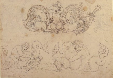 Designs for Ornamental Motifs with Figures, Real and Imaginary Animals, and Coats of Arms of the Medici Grand Dukes MET 49.116.8 RECTO