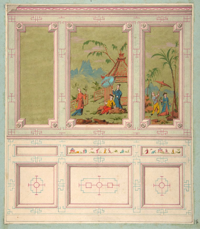 Design for wall panels decorated with Chinoiserie scenes MET DP811665