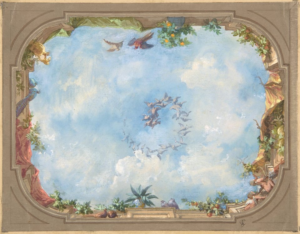 Design for Trompe l'Oeil Stairway Ceiling, Hôtel Hope MET DP806916