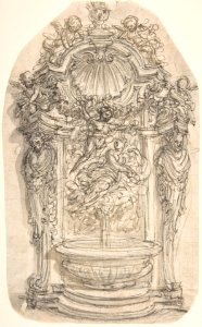 Design for a Fountain in a Niche flanked by Terms MET DP809737