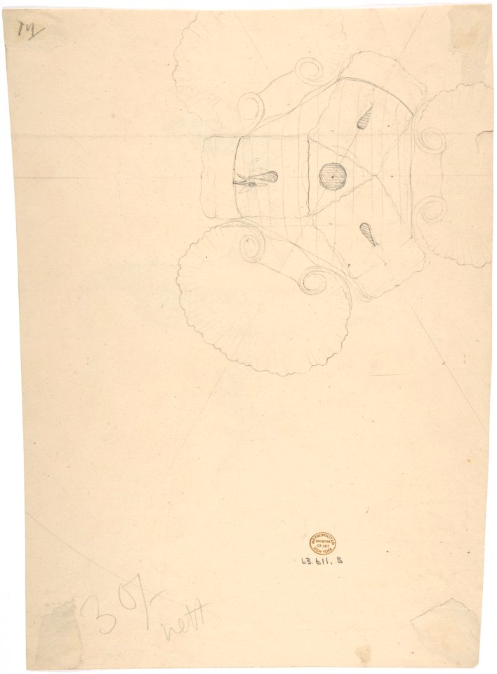 Design for a Fountain with Two Basins (recto); Another design (verso) MET DP806345