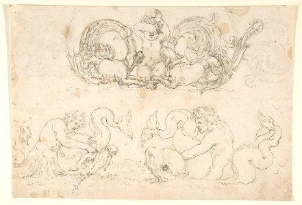 Designs for Ornamental Motifs with Figures, Real and Imaginary Animals, and Coats of Arms of the Medici Grand Dukes MET DP809342