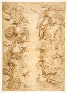 Designs for Ornamental Military Trophies (recto and verso) MET DP812216