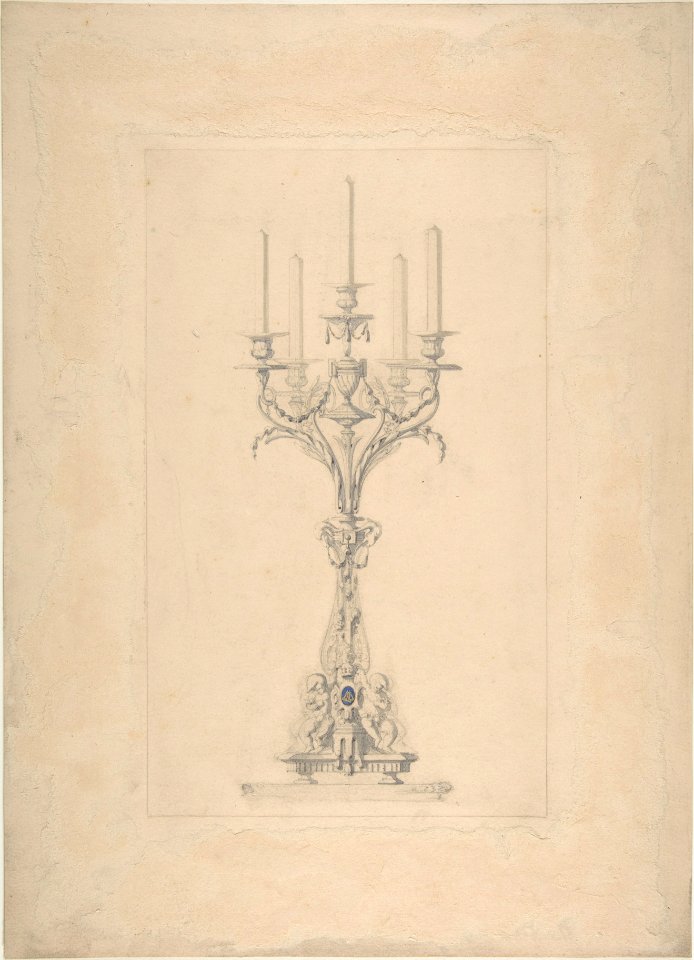 Design for a Five Branched Candlestick Supported by Putti MET DP806856