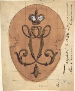 Design for a Monogram Surmounted by a Crown MET DP807738. Free illustration for personal and commercial use.