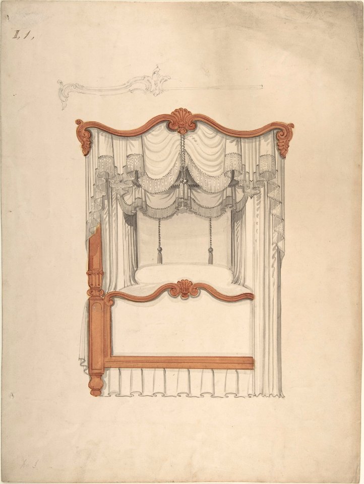 Design for a Four-poster Bed with Draperies MET DP806648
