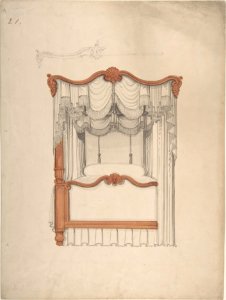 Design for a Four-poster Bed with Draperies MET DP806648