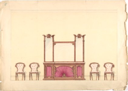 Design for a Mirrored Cabinet and Four Chairs MET DP807303