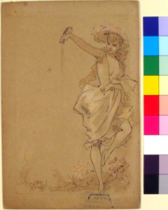 Design for a Menu- Girl Pouring from a Bottle MET 67.711.5