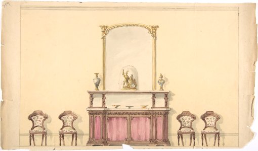 Design for a Mirrored Cabinet and Four Chairs MET DP807300