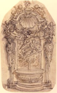 Design for a Fountain in a Niche flanked by Terms MET 52.570.237