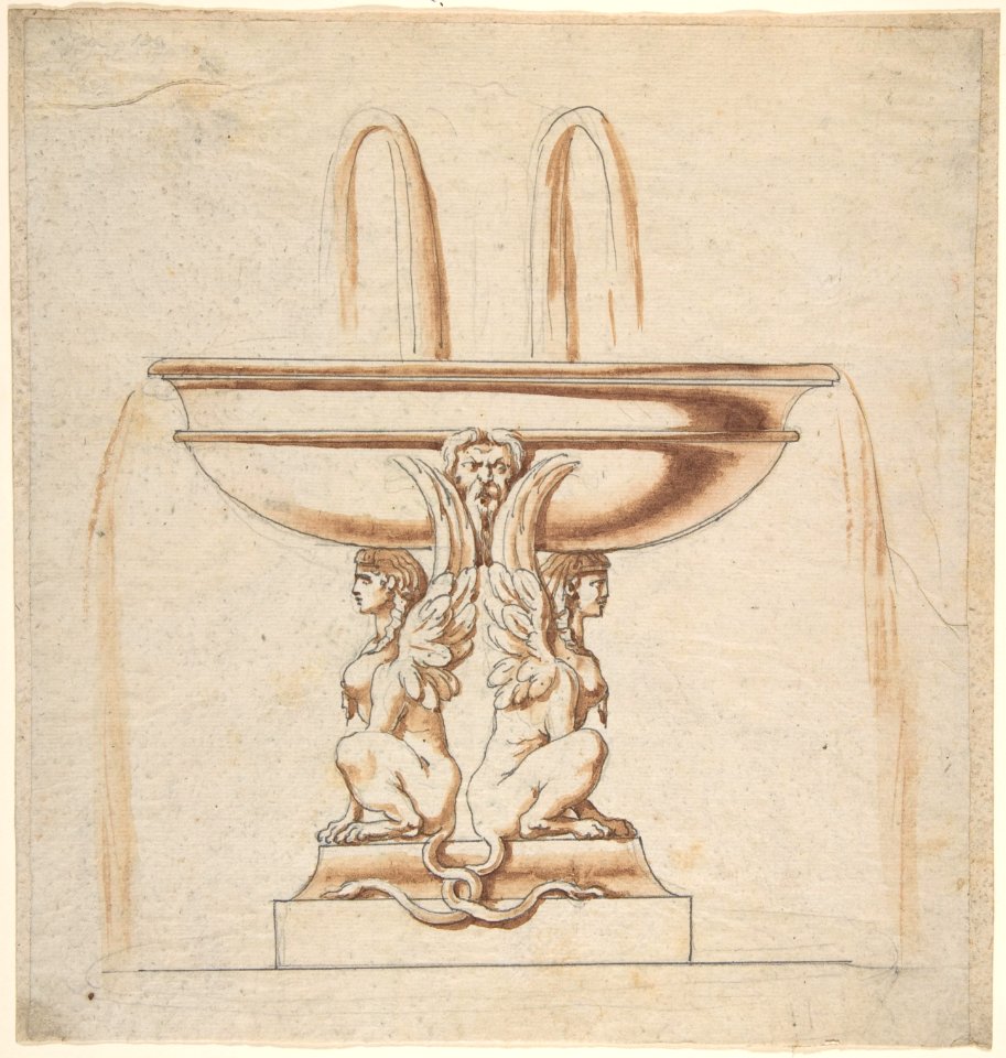 Design for a Fountain- Bowl Supported by Two Sphynxes MET DP803289