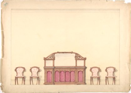Design for a Mirrored Cabinet and Four Chairs MET DP807301