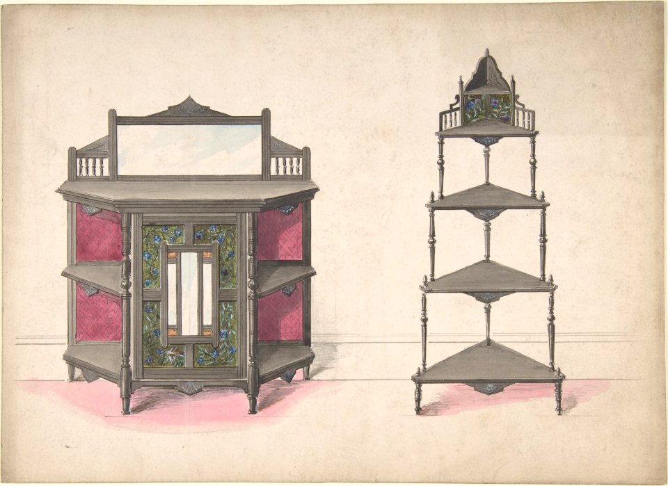 Design for a Mirrored Cabinet and a Set of Corner Shelves MET DP806643