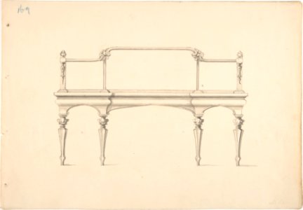Design for a Mirrored Sideboard with Pointed Legs and Foliate Ornament MET DP807291