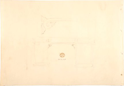 Design for a Mirrored Sideboard with Turned Legs Rocaille Ornament (Verso- Sketch for a Desk) MET DP807293