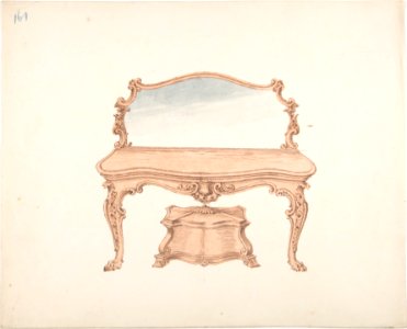 Design for a Mirrored Dressing Table with Baroque Ornament, and a Casket MET DP807276