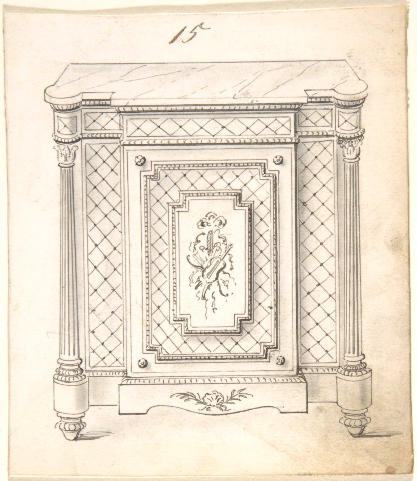 Design for a Marble-topped Cabinet with Musical Ornament MET DP806512