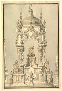 Elevation of a Catafalque with royal Crown and Order of the Golden Fleece, for a Duke of Lorraine, probably Leopold (d. 1729) MET DP820099