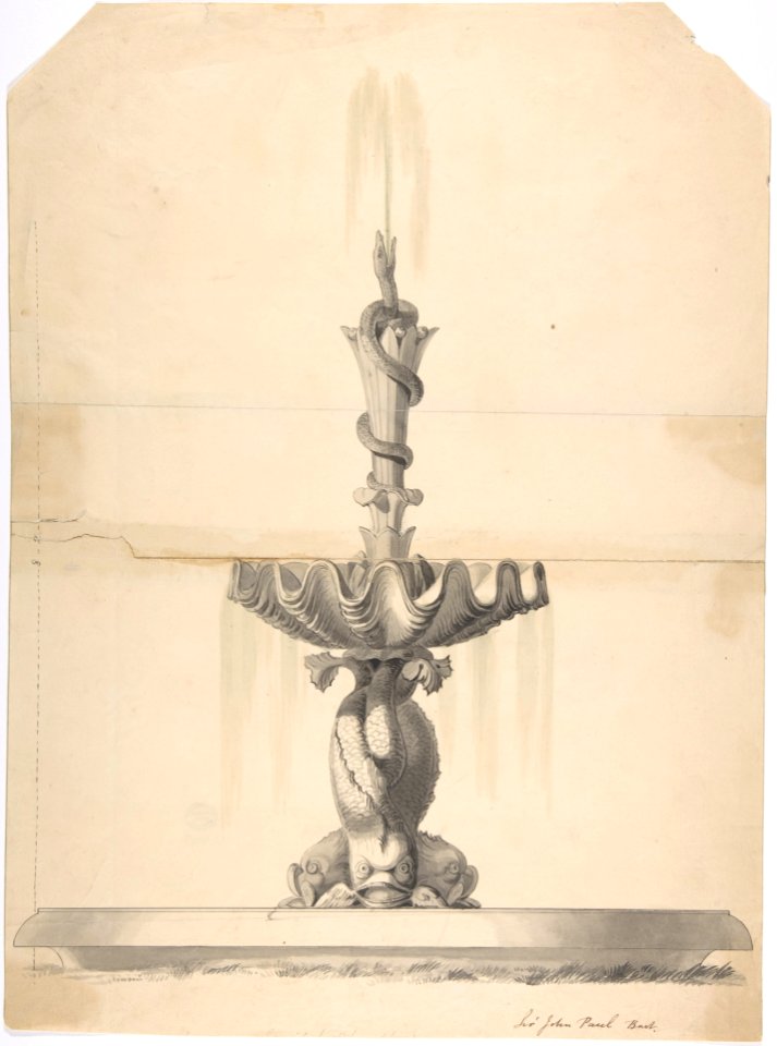Design for a Fountain with a Shell Basin Supported by Three Dolphins and Surmounted by a Snake Spouting Water MET DP806346