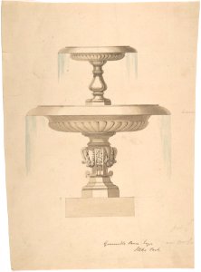 Design for a Fountain with Two Basins (recto); Another design (verso) MET DP806344