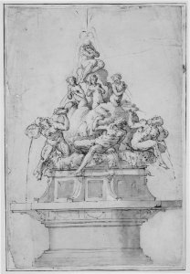 Design for a Fountain with Rivergods and Nymphs. MET MM91437