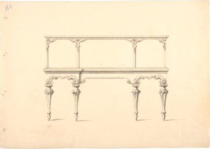 Design for a Mirrored Sideboard with Diminishing Legs, Floral and Rocaille Ornament MET DP807295