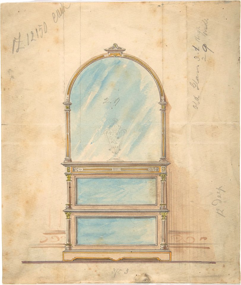 Design for a Mirror-fronted Cabinet Topped with a Mirror MET DP806623